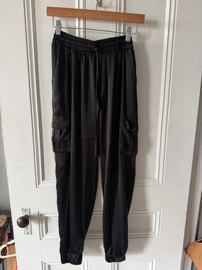 glam Black Cargo Jogger Pants with Utility Pockets